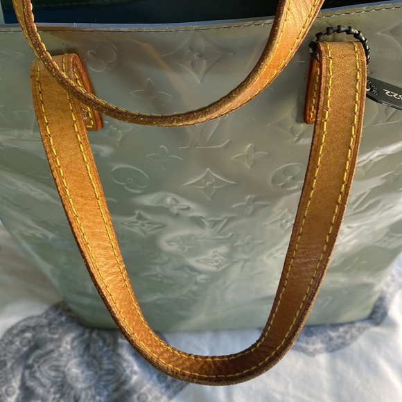 Authentic Louis Vuitton Houston Blue Green Patent Leather Vernis Tote Bag - Picture 10 of 16